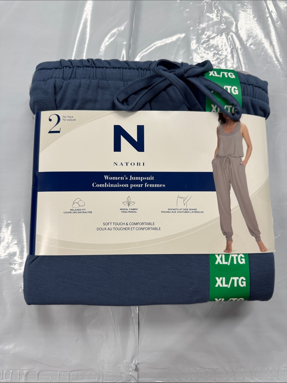 Natori Navy Blue Women's Sleeveless Drawstring Jumpsuit